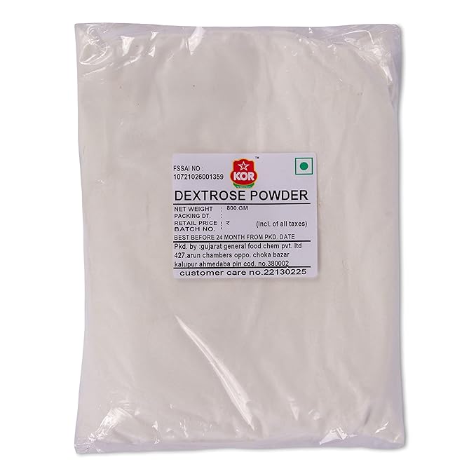 KOR Dextrose Monohydrate Glucose Powder - 800g (Pack Of 1) | Vegan & Gluten Free | Glucose Powder | Instant Energy Drink | Pre/Post Workout, Athletic Performance