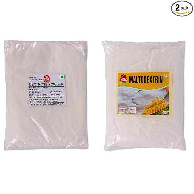 KOR Combo Of Maltodextrin Powder(800G) + Dextrose Monohydrate Glucose Powder(800G) – Pack Of 2 / Intra Workout Carb Supplement/Vegan & Gluten Free/Glucose/Instant Energy Drink