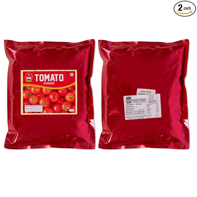 KOR Combo Of Dehydrated Tomato Powder (400G) + Cheese Powder (400G) – Pack Of 2 Ready to Use Tangy, Spray-Dried & Delicious Cheese for Popcorn Seasoning, Nachos, Pasta, Pizza