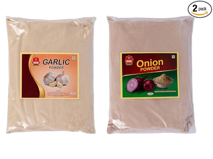KOR Combo Of Onion Powder (800 grams) + Garlic (Lehsun) Powder (800 grams), Pack Of 2/ For Cooking & Baking/Gluten Free/No Preservatives/Versatile Ingredient/Daily Uses Powdered Spices.